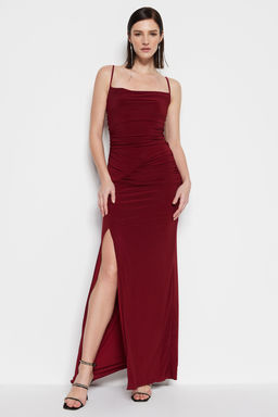 Bordo Orme Uzun S?k Abiye Gece Mezuniyet Elbisesi TPRSS22AE0112