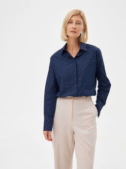 Блузка женская дл. рук. KATHARINA KROSS KK-B-007T-синий.принт  фото 7