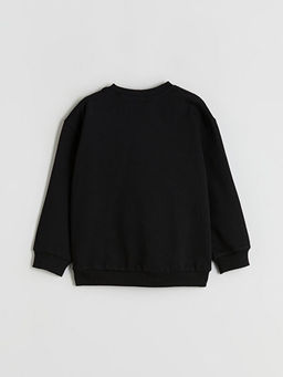 Bisiklet Yaka Be?ikta? Bask?l? Erkek ?ocuk Sweatshirt