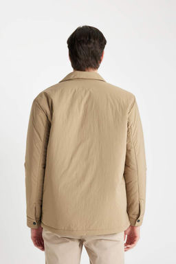 Приталенное пальто с воротником-поло - Defacto фото 7