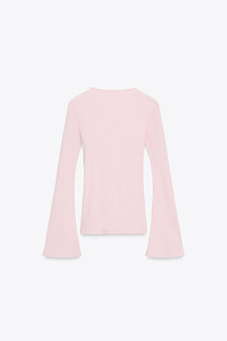 RIB T-SHIRT WITH FLARED SLEEVES - Zara фото 6