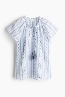 Blusa de algod?n con cord?n de ajuste
