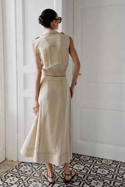 FALDA MIDI CRUZADA CON LINO / Beige claro - Zara фото 5