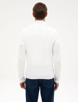 Ekru Slim Fit Dik Yaka Fermuarl_ Triko Kazak - Pierre cardin фото 5