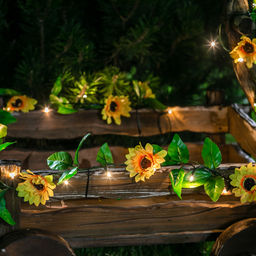 USL-S-138/PT2300 SUNFLOWERS Садовая гирлянда на солнечной батарее Подсолнухи. 24 светодиода. Теплый белый свет. 1*АА Ni-Mh аккумулятор в/к. IP44. TM Uniel - Volpe фото 7