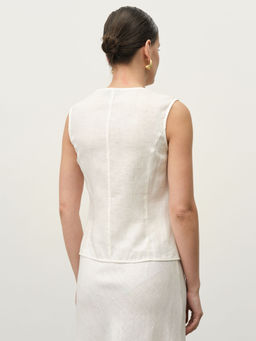 Жилет льняной 7025 айвори