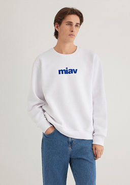 Miav Bask?l? Beyaz Sweatshirt - Mavi фото 2