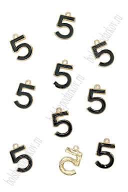 Подвеска "5" 1,3*1,8 см (10 шт) SF-7513, черный №2