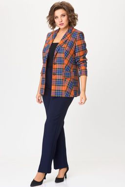 Костюм БелЭльСтиль 412/596 клетка терракот+синий однотон  фото 5