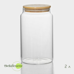 Банка для сыпучих продуктов BellaTenero «Эко», 2 л, 12×20 см, с бамбуковой крышкой, стекло, прозрачная