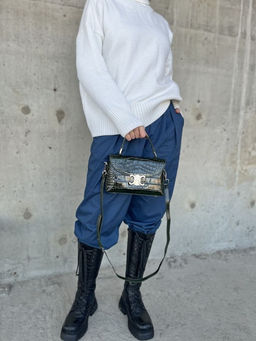 Маленькая женская лаковая сумка под крокодила HW-8623 Грин - Sergio valentini фото 7