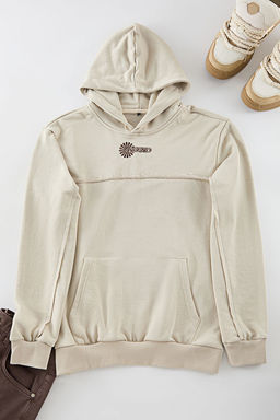 Bej Premium Regular/Normal Kesim Dikis Detayl? Nak?sl? Sardonsuz Sweatshirt TMNAW25SW00099