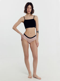 Топ на тонких бретелях черного цвета в рубчик для женщин