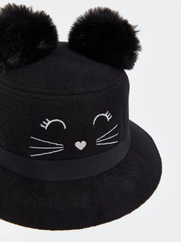 Ponpon Detayl? K?z ?ocuk Bucket ?apka