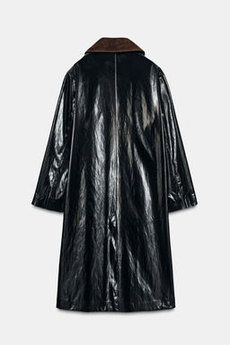 ZW COLLECTION LIMITED EDITION SHINY TRENCH COAT WITH CONTRAST COLLAR