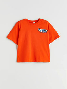 Bisiklet Yaka Bask?l? Erkek ?ocuk Ti??rt