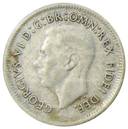 Монета 6 пенсов 1951 года Австралия