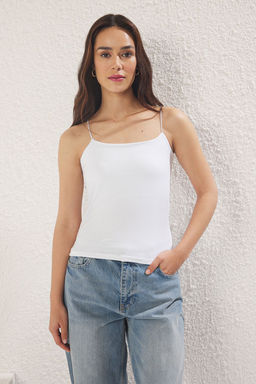 Trendyolmilla Siyah-Beyaz-Bej 3lu Paket Ask?l? Vucuda Oturan Kare Yaka Esnek Orme Atlet TWOSS24AL00054 фото 2