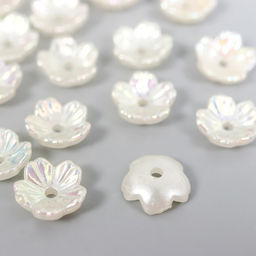 Цена за 2 шт. Бусины для творчества пластик "Цветок" набор 25 шт жемчужный перламутр 0,8х0,8 см