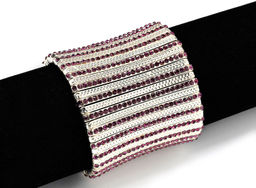 Браслет манжета с цирконом цв.малиновый