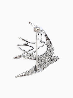 Брошь "Ласточки", цвет белый в серебре