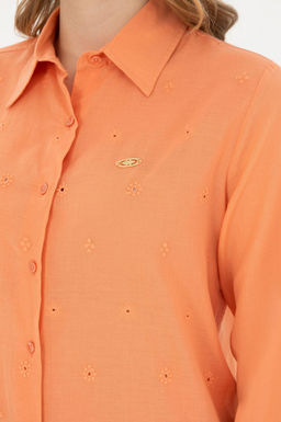 Женская рубашка лососевого цвета с длинным рукавом Неожиданная скидка в корзине - U.s. polo assn фото 7