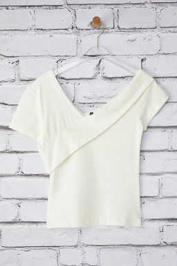 Trendyolmilla Kahverengi Asimetrik Yaka Fitted/Vucuda Oturan Orme Bluz TWOSS25BZ00381  фото 13