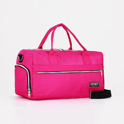 Сумка спортивная на молнии, отдел для обуви, длинный ремень, цвет розовый
