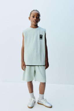 PAMUKLU ISLEMELI T-SHIRT VE BERMUDA SORT TAKIMI - Zara фото 12