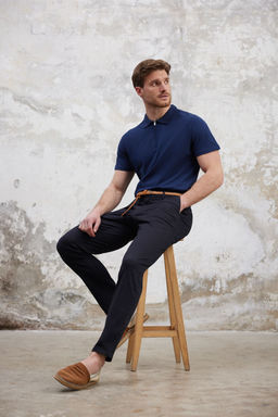 Lacivert Regular/Normal Kesim Fermuarl? %100 Pamuk Polo Yaka T-shirt - Trendyolmilla фото 14