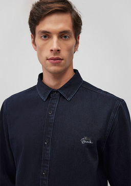 Roy Lux Black Gece Mavisi Jean Gomlek  фото 7