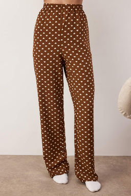 Koyu Kahverengi Kalp Viskon Dokuma Pijama Tak?m? THMAW22PT0300