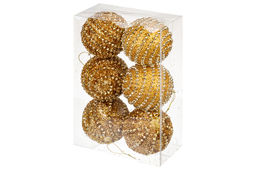 Набор 6 новогодних шаров 9,5*9,5 см Золотой узор - Elan gallery фото 6