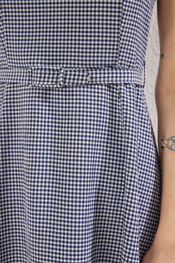 Lacivert Kemerli Potikareli A Kesim Midi Dokuma Elbise TWOSS25EL00296 - Trendyolmilla фото 3