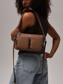 Сумка багет на плечо Deboro 31103 светлый орех