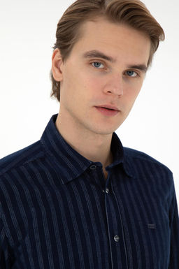 Мужская темно-синяя рубашка с длинным рукавом Неожиданная скидка в корзине - U.s. polo assn фото 2