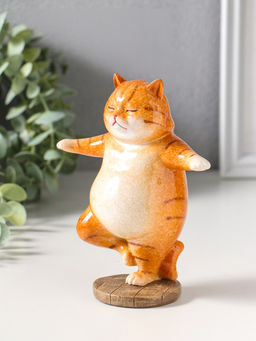 Сувенир полистоун лак "Пухлый кот-йог" 12х7х14,7 см