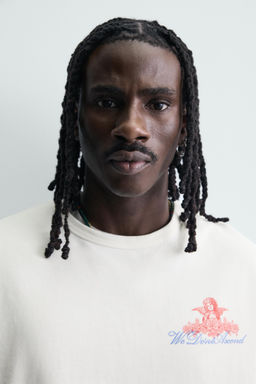 CAMISETA ESTAMPADOS BORDADOS COMBINADOS / Blanco roto - Zara фото 6