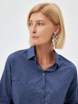 Блузка женская дл. рук. KATHARINA KROSS KK-B-0004V-синий.принт  фото 2