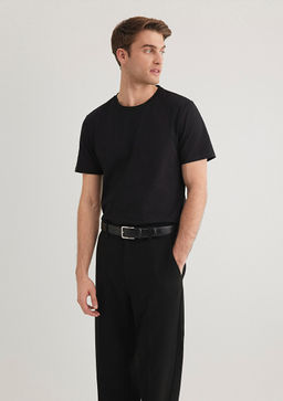 Stretch Siyah Basic Tisort - Mavi фото 2