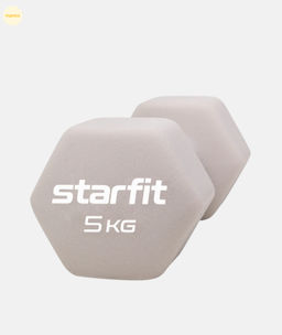 УЦЕНКА Гантель неопреновая STARFIT DB-201 5 кг, тепло-серый пастель  фото 5