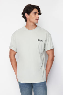 TRENDYOL MAN Gri Oversize Bisiklet Yaka Slogan Orme T-Shirt TMNSS23TS00263 - Trendyolmilla фото 20
