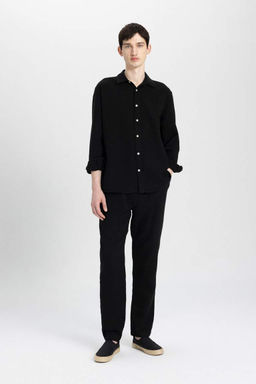 Хлопковые брюки прямого кроя свободного покроя - Defacto фото 4