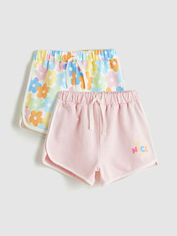 Beli Lastikli ?i?ekli K?z ?ocuk ?ort 2li