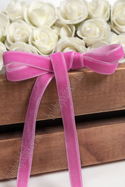 Лента бархатная 1 см*50 ярд (SF-2323) ярко-розовый №38