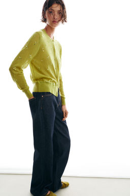 CHAQUETA PUNTO LENTEJUELAS / Verde manzana