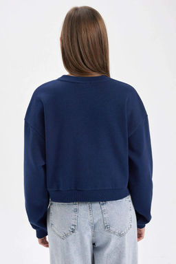 Толстый толстый свитшот Cool Oversize с круглым вырезом - Defacto фото 5