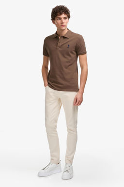 Erkek Slim Fit Polo Yaka Kahverengi Basic Ti__rt - U.s. polo assn фото 4