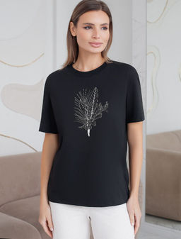 Футболка с принтом свободная из премиального 100% хлопка