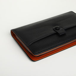 Портмоне-клатч мужской на молнии, с ручкой, наружный карман, чёрное